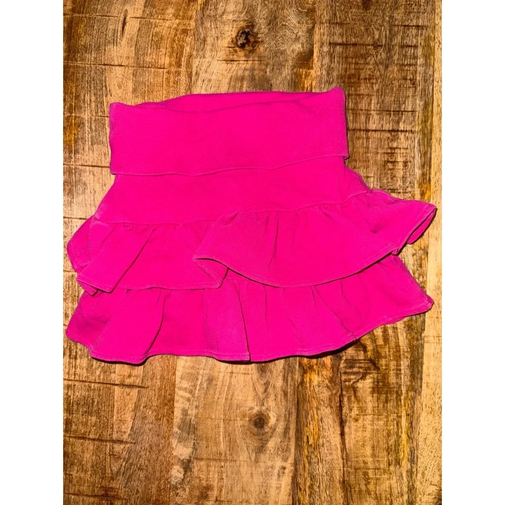Ralph Lauren Toddler Girls Pink Ruffle Skort Size 2T Cotton Pique Yellow Pony